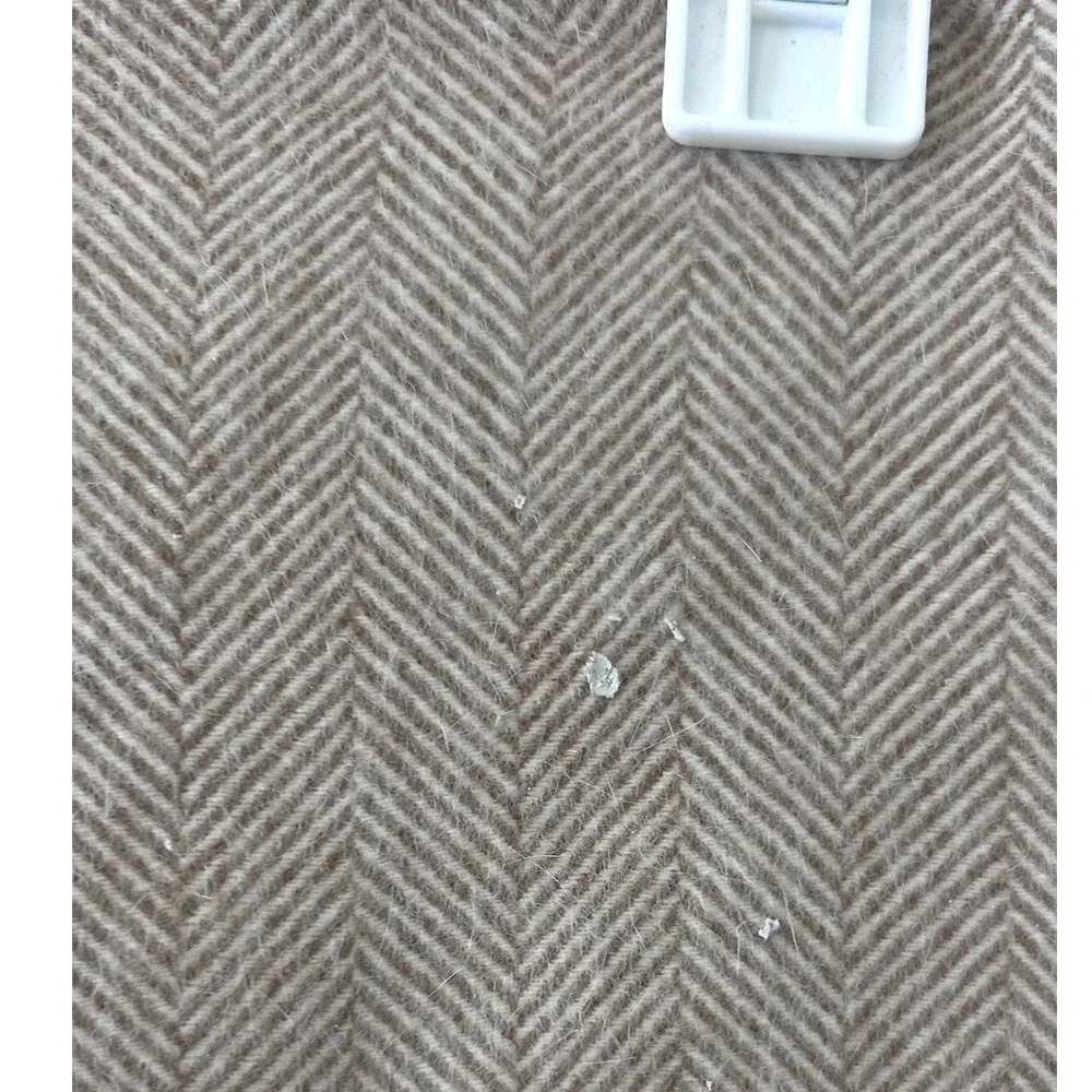 J. Hilburn Mens Tan Herringbone Wool Angora Cashgora Scarf Made in Italy Fringe